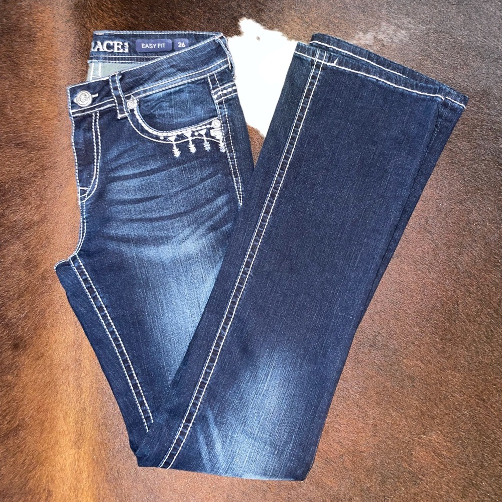 Grace in LA easy fit bootcut jeans. Darker wash. Size 26.